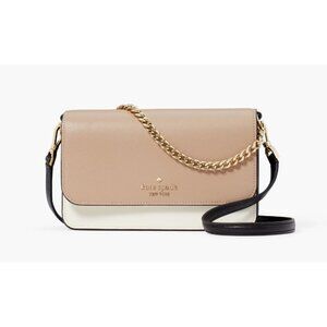 New Kate Spade Madison Small Flap Crossbody Leather Toasted Hazelnut Multi
